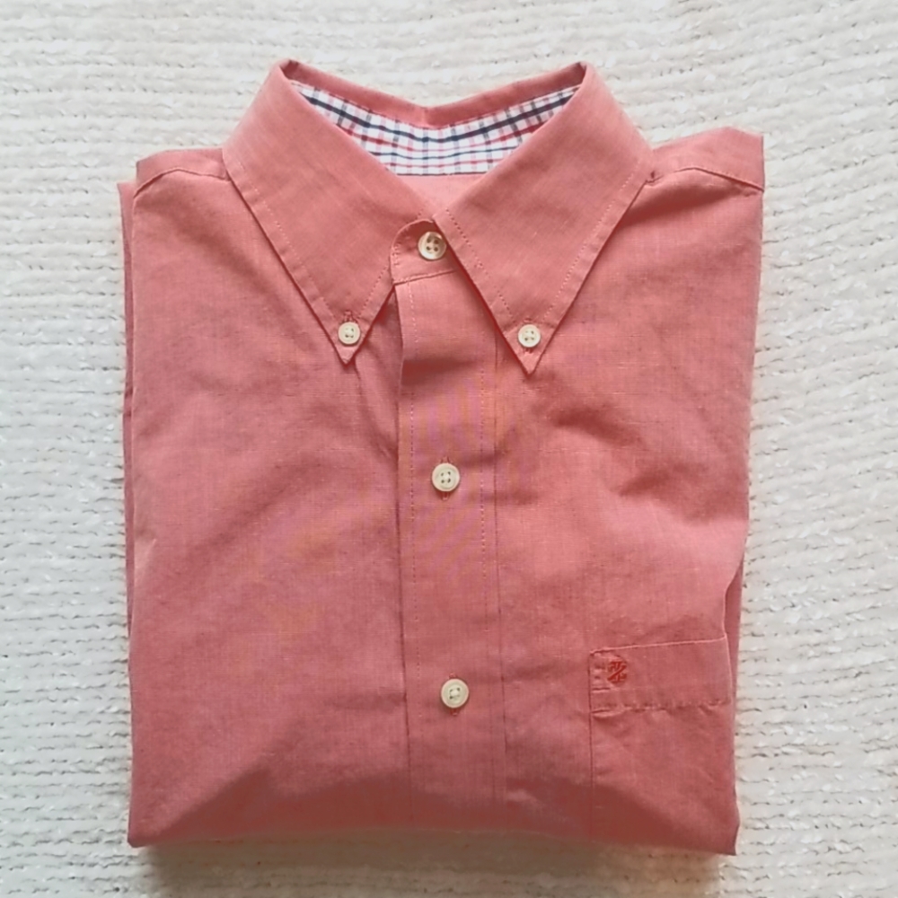 Men's Izod Long-sleeve Button-Down Orange. Small.